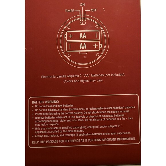 Battery Operated Candle w/Berry Grapevine Ring Timer New In Box - Picture 6 of 6